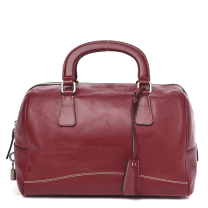Prada Glace Calfskin Boston Bag Rosso 1 of 12
