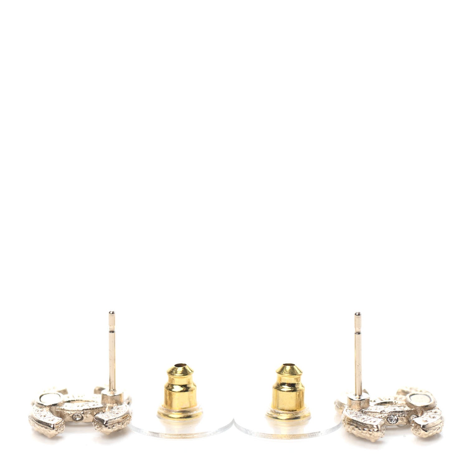 Chanel Pearl Crystal CC Stud Earrings Gold 3 of 4