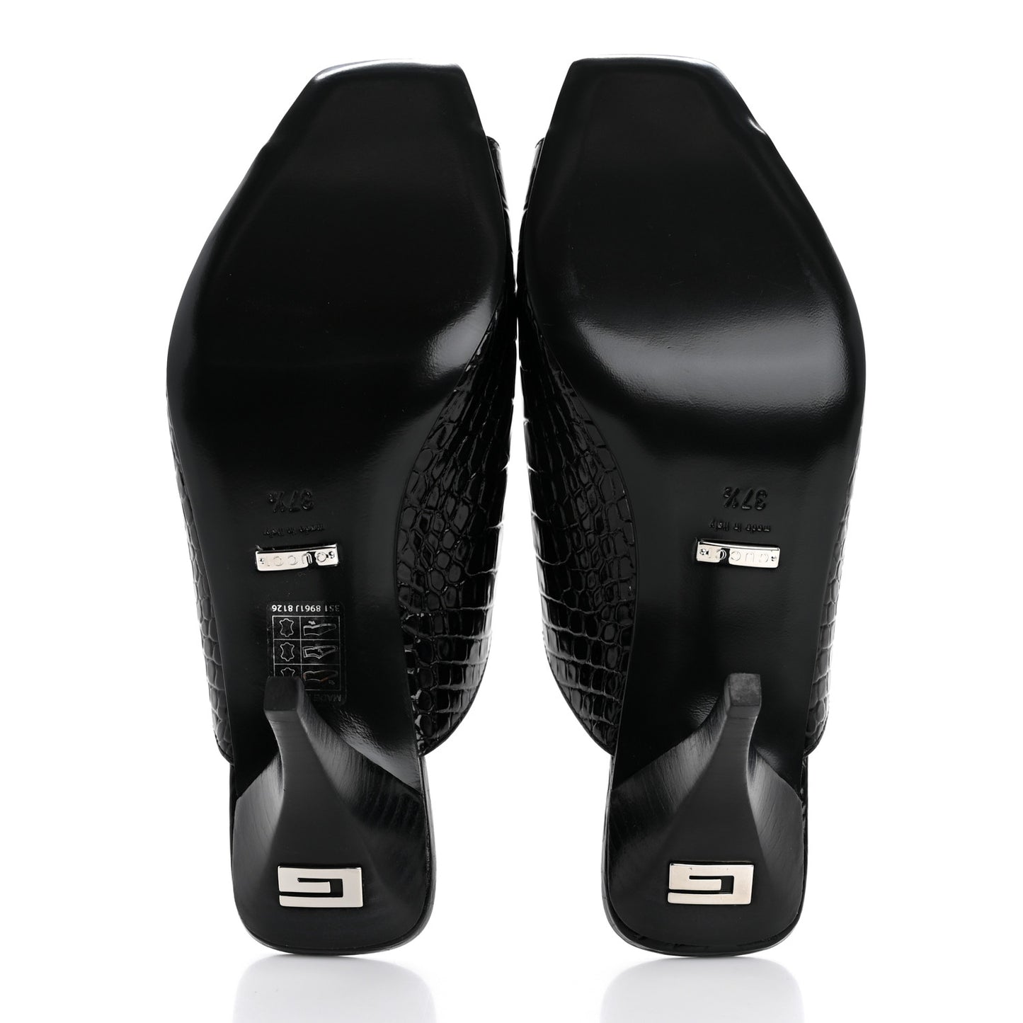 Croco Calf Lux Mule Sandals 37.5 Black