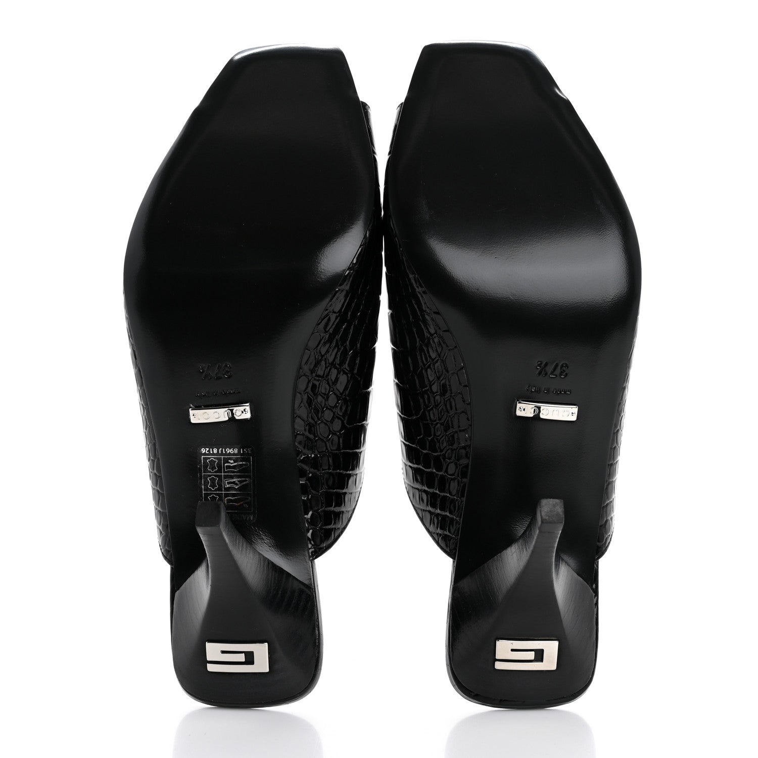 Gucci Croco Calf Lux Mule Sandals 37.5 Black 6 of 10