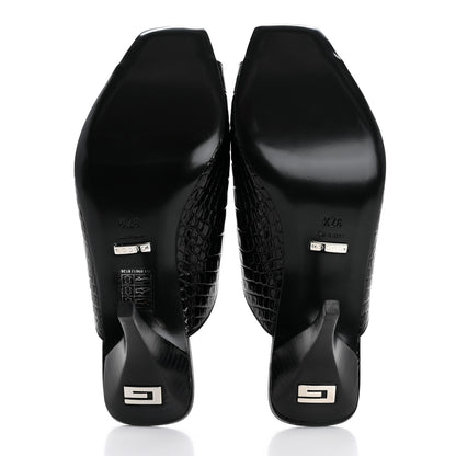 Gucci Croco Calf Lux Mule Sandals 37.5 Black 6 of 10