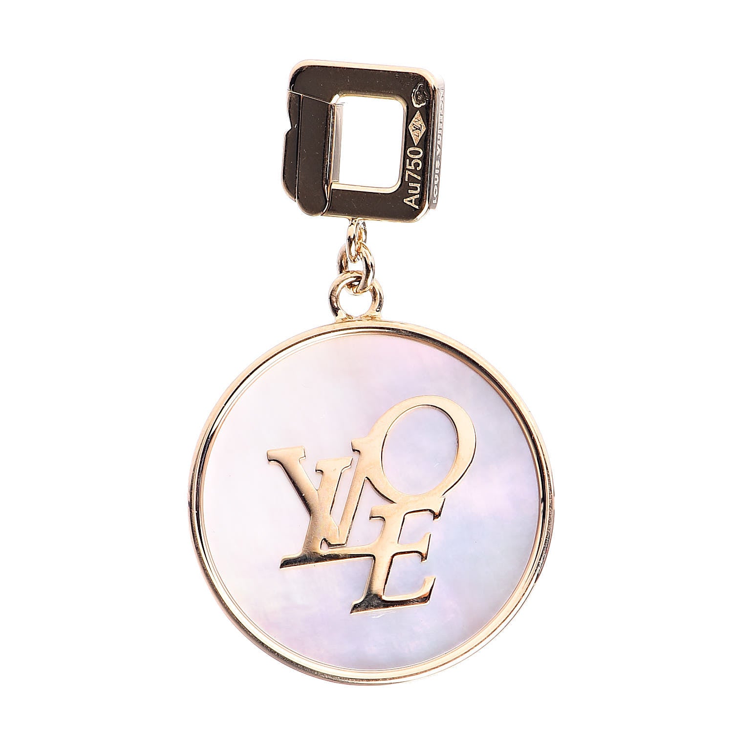 Louis Vuitton 18K Yellow Gold Mother of Pearl Love Charm Pendant 1 of 4