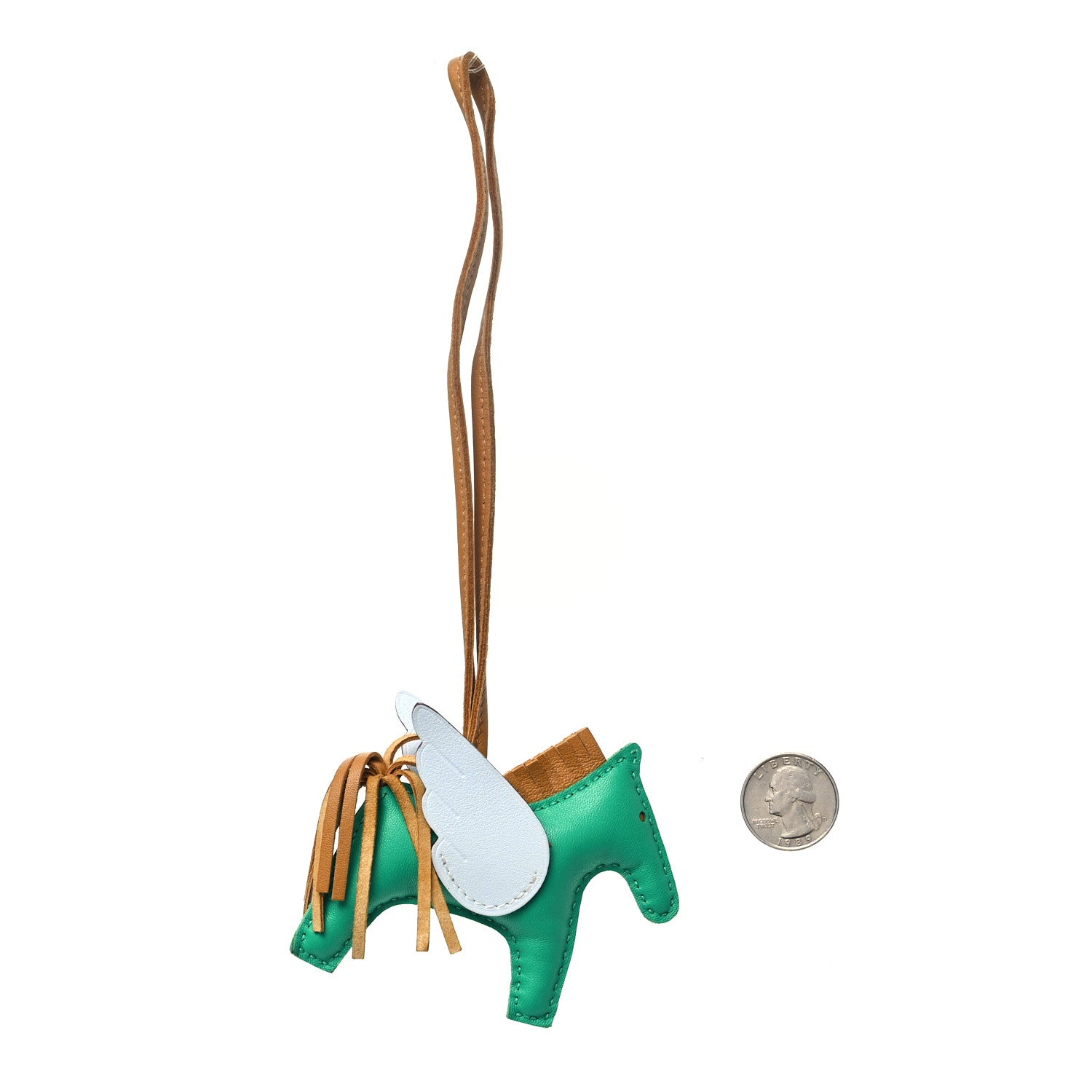 Hermes Milo Lambskin Grigri Rodeo Pegase Horse Bag Charm PM Menthe Sesame Bleu Brume 2 of 5