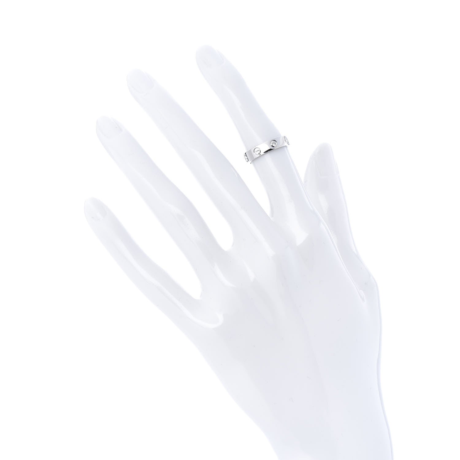 Cartier 18K White Gold Diamond 4mm LOVE Wedding Band Ring 47 4 2 of 4
