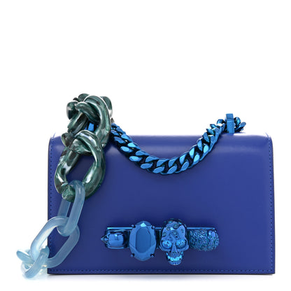 Alexander McQueen Calfskin Mini Jeweled Knuckle Satchel Royal Blue 1 of 10