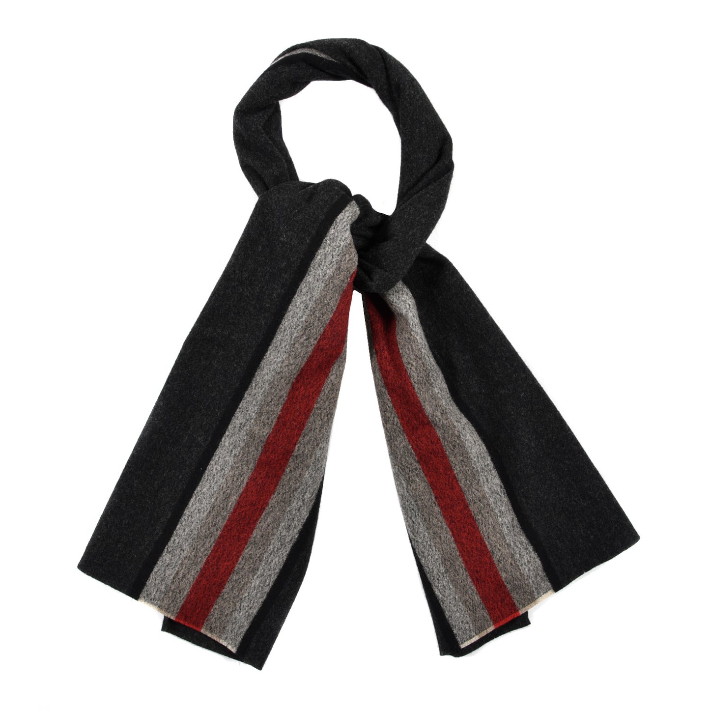 Wool Stripe Scarf Grey