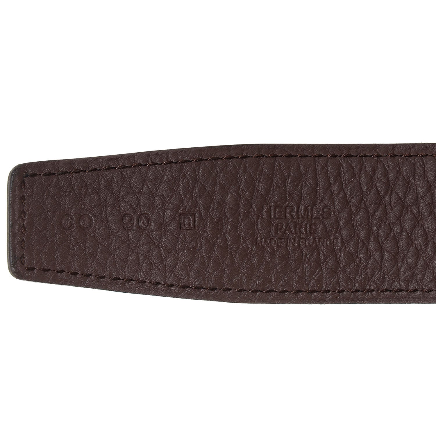 Hermes Box Togo 32mm Constance Brushed H Reversible Belt 90 Black Chocolate 3 of 7