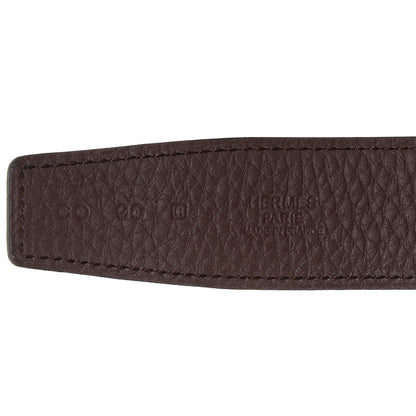 Hermes Box Togo 32mm Constance Brushed H Reversible Belt 90 Black Chocolate 3 of 7