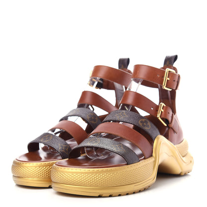 Louis Vuitton Calfskin Monogram LV Archlight Sandal 41 Gold 3 of 12