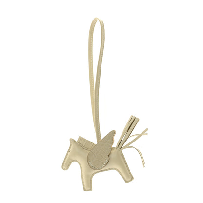 Hermes Milo Lambskin Matte Alligator Touch Grigri Rodeo Pegase Horse Bag Charm PM Craie Nata Beton 1 of 6