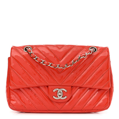 Chanel Patent Chevron Quilted Medium Single Flap Red 1 of 17