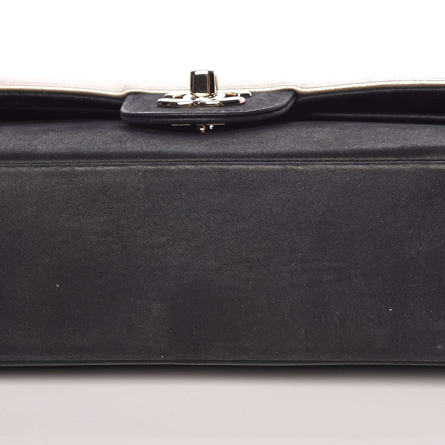 Chanel Caviar Iridescent Calfskin Duo Medium Double Flap Light Gold Black 12 of 20