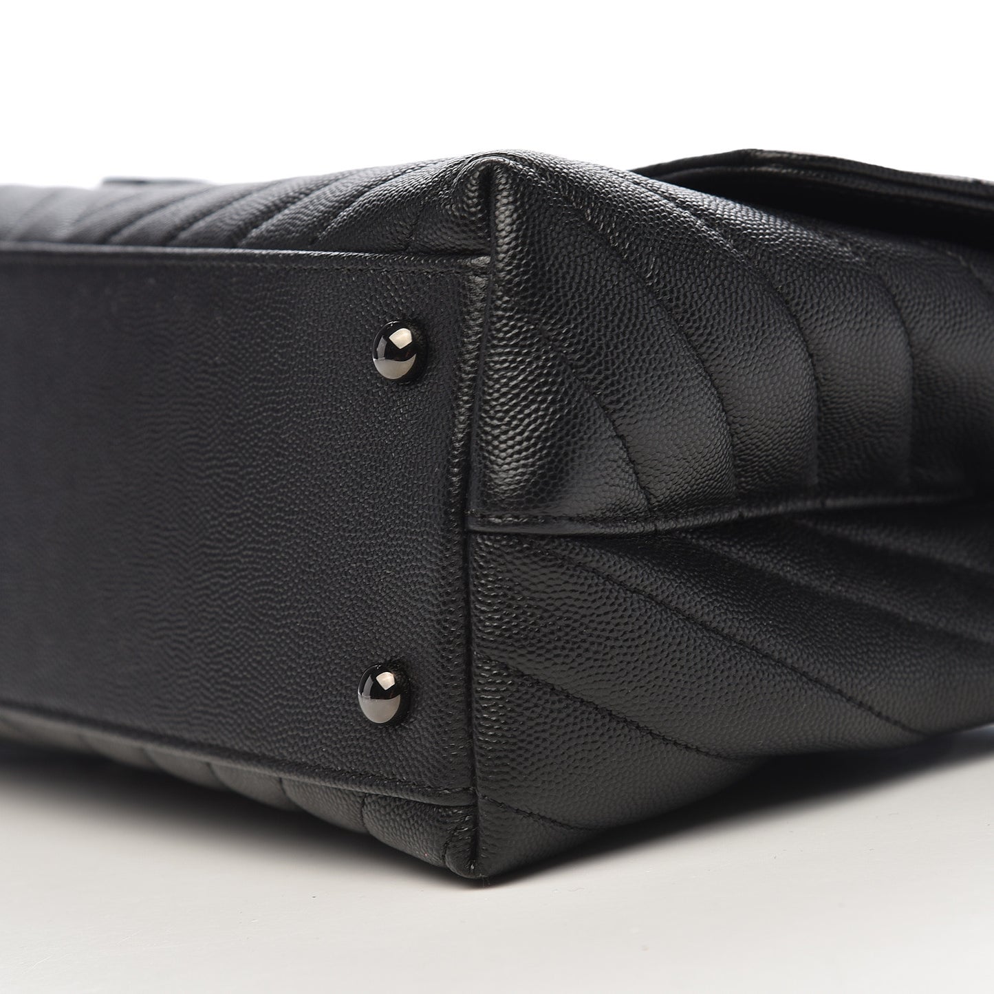 Caviar Chevron Quilted Small Coco Handle Flap So Black