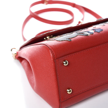 Dolce & Gabbana Dauphine Studded Medium DG Family Patch Miss Sicily Satchel Red 8 of 13