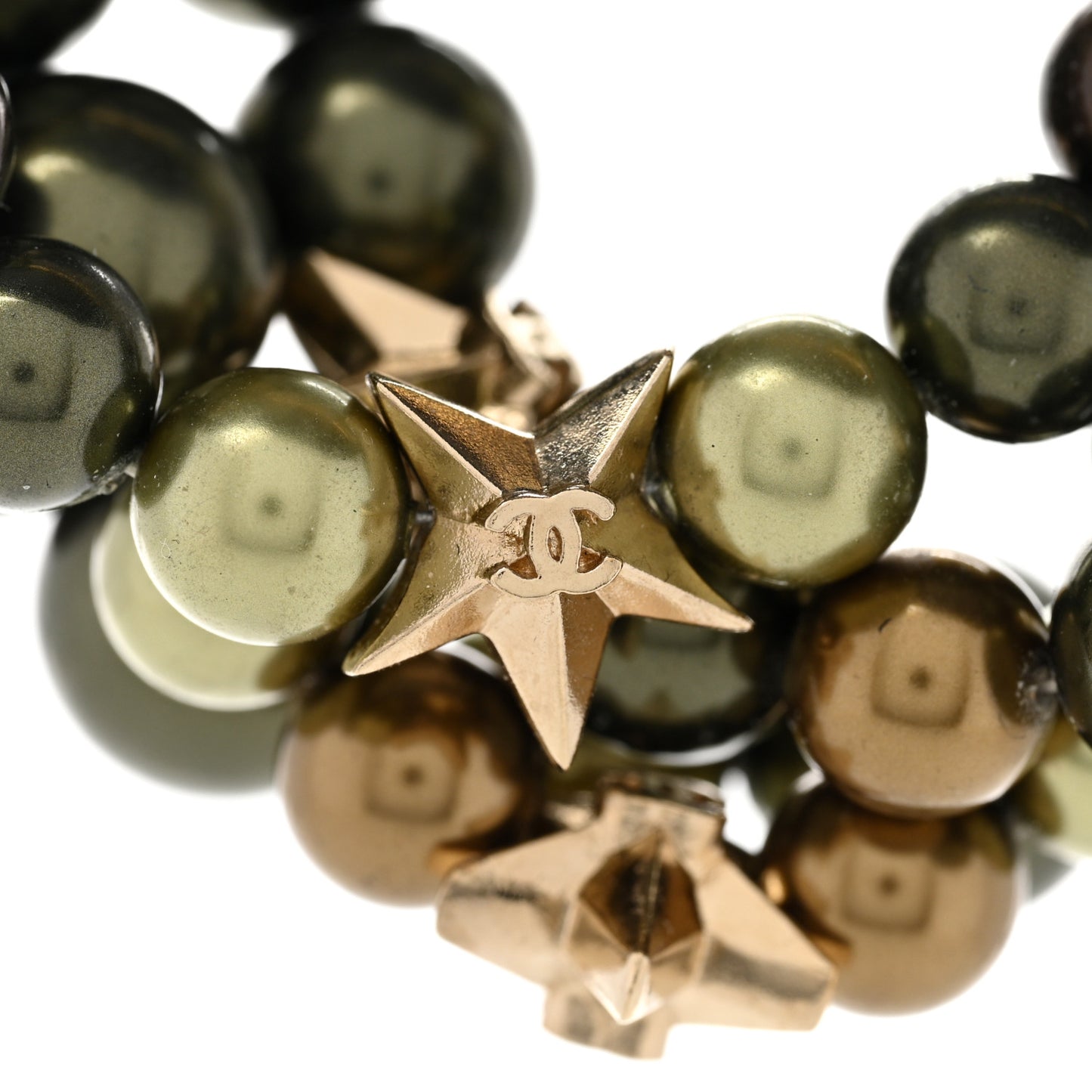 Metal Textured Bead CC Star Choker Necklace Gold Multicolor