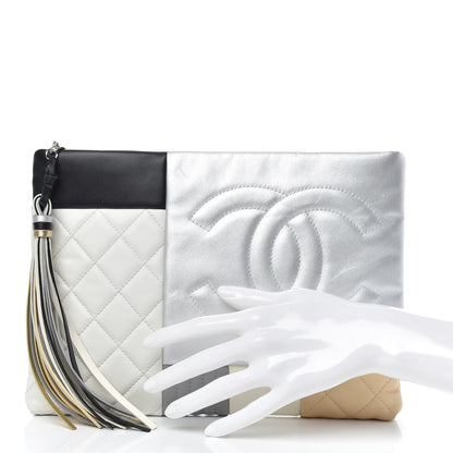 Chanel Lambskin Patchwork Medium Cosmetic Case Multicolor Silver 2 of 8