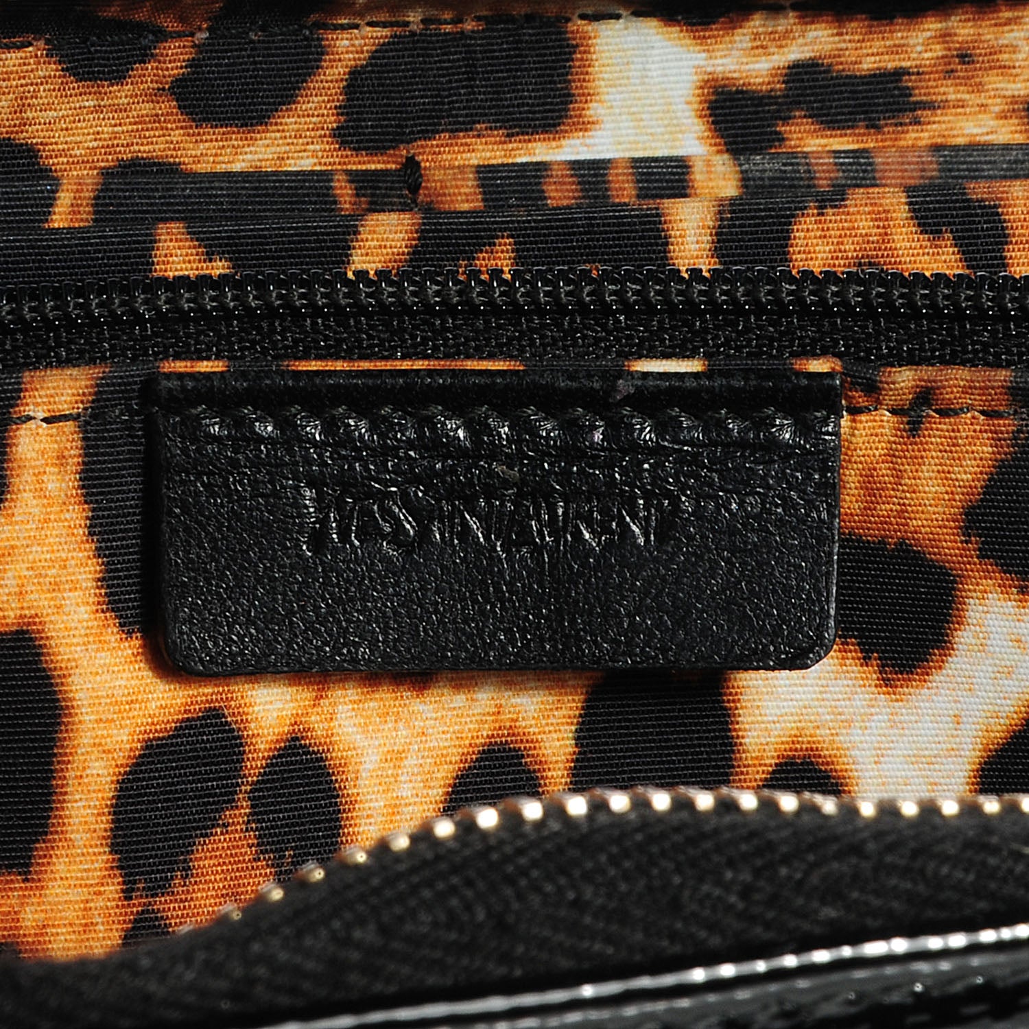 Saint Laurent Patent Textured Leopard ChYc Zip Around Wallet Black 8 of 8