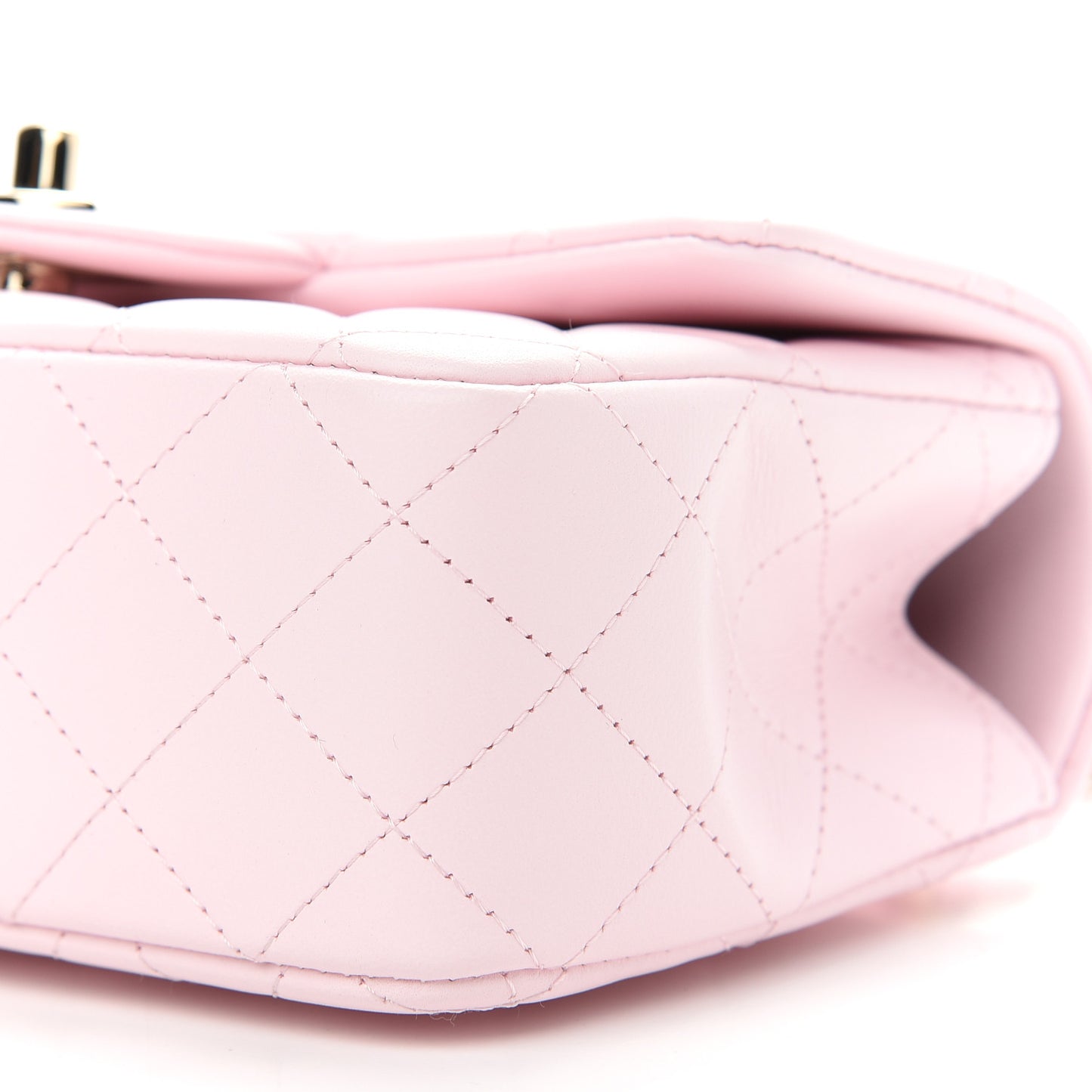 Lambskin Quilted Mini Top Handle Rectangular Flap Light Pink
