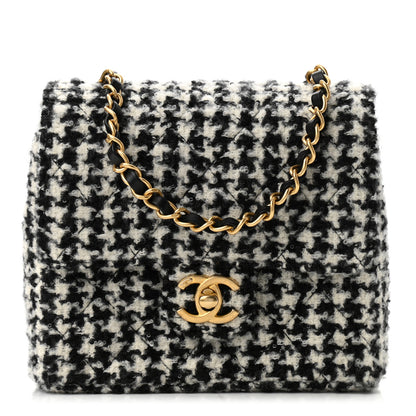 Chanel Tweed Houndstooth Quilted Mini Square Flap White Black 1 of 11