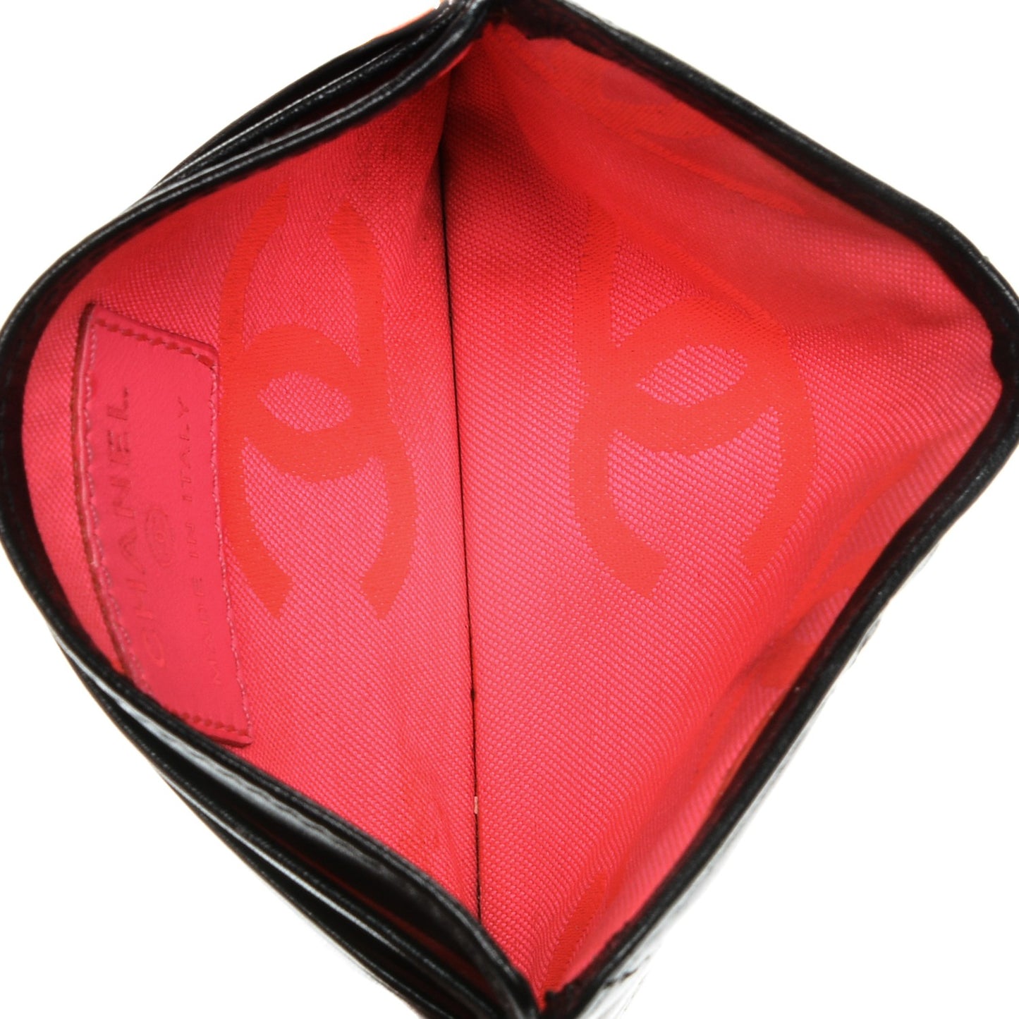 Calfskin Quilted Cambon Card Holder Black White