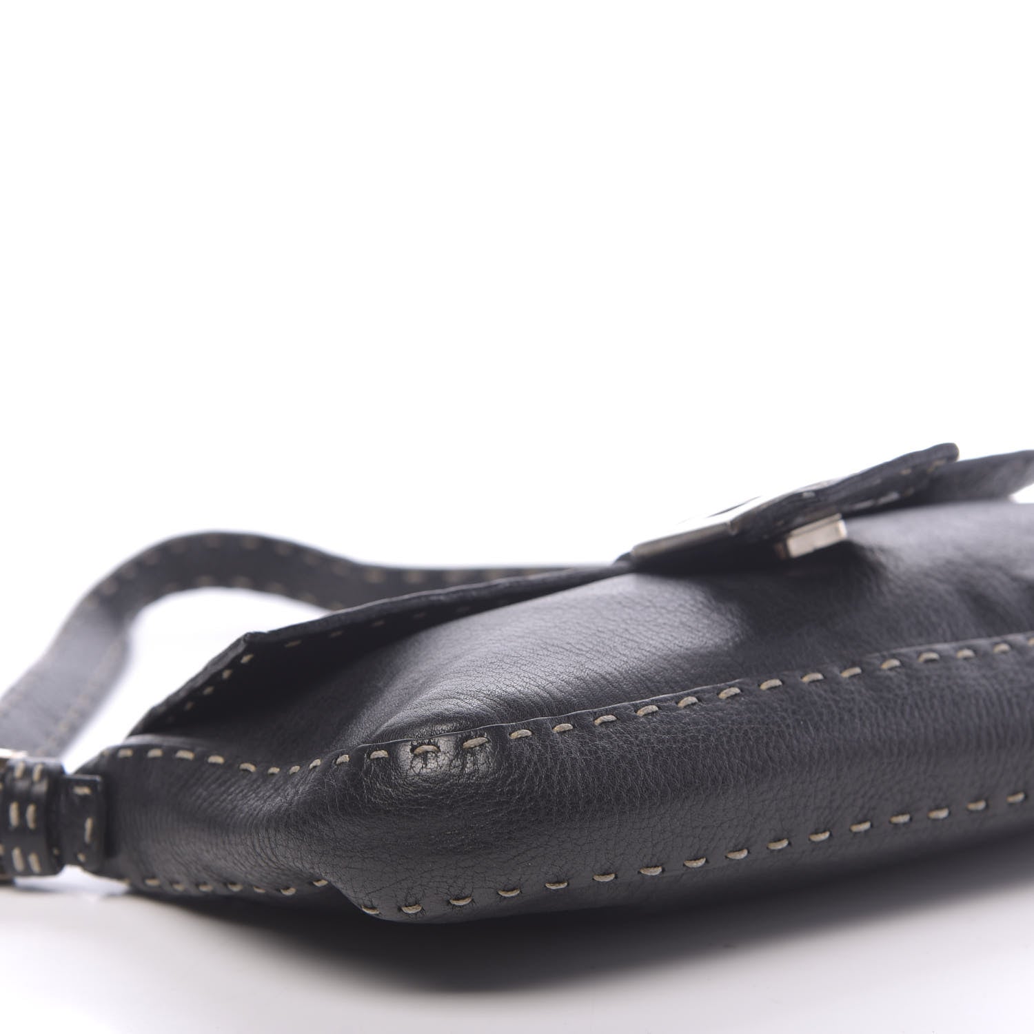 Fendi Calfskin Romano Selleria Baguette Black 8 of 11