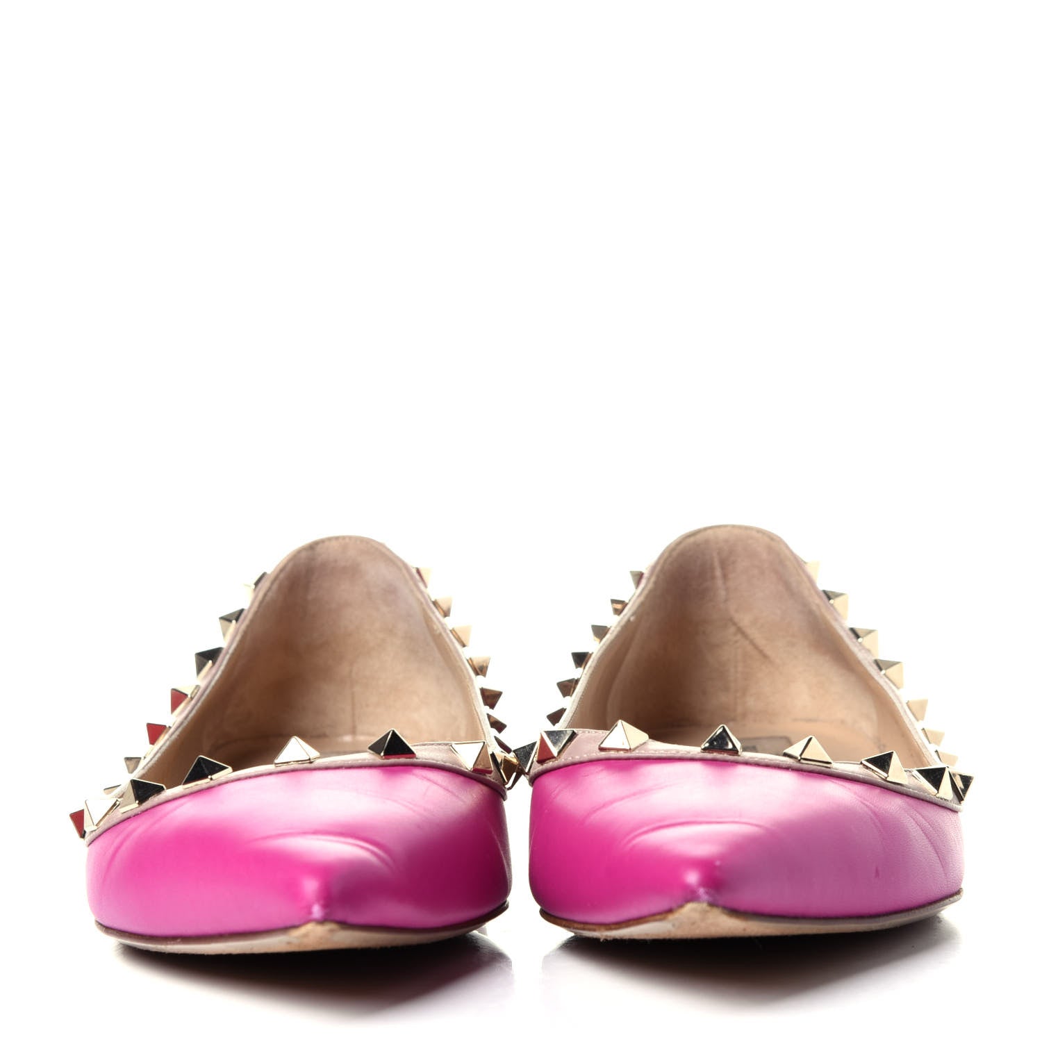 Valentino Garavani Calfskin Nappa Rockstud Ballerina Flats 40 Fuxia Poudre 2 of 13