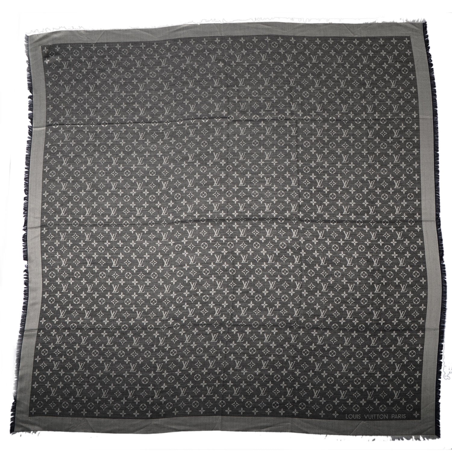Louis Vuitton Silk Wool Monogram Denim Shawl Black 3 of 5