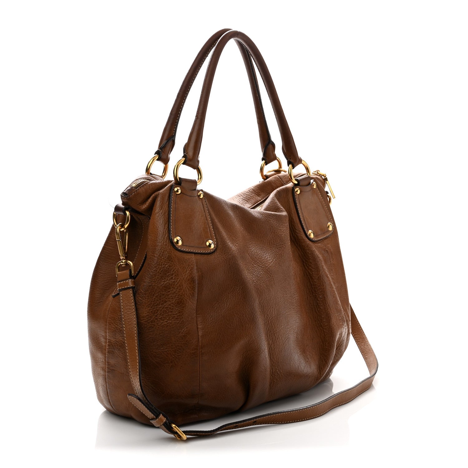 Prada Cervo Shine Tote  Nocciolo 3 of 10