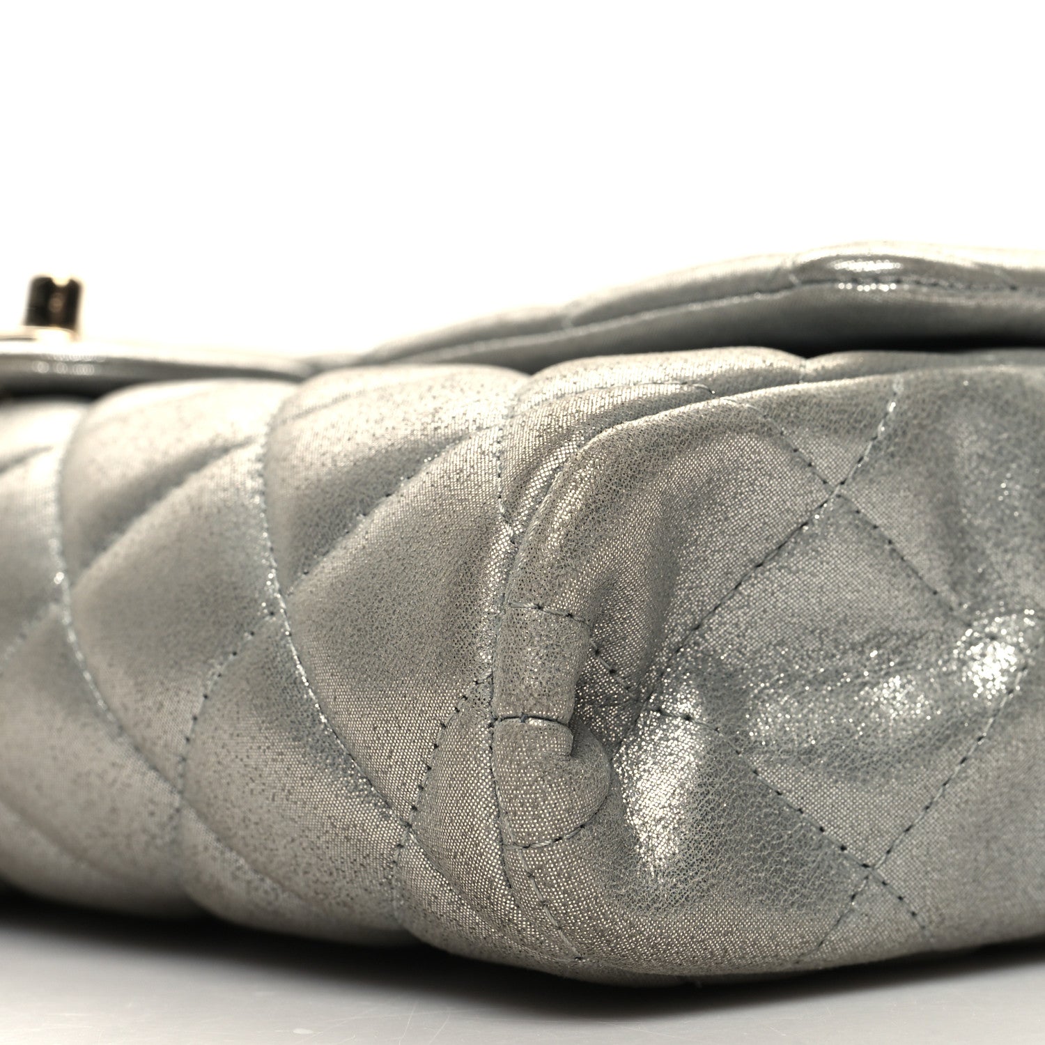 Chanel Iridescent Calfskin Quilted Clutch With Chain Flap Silver 10 of 11