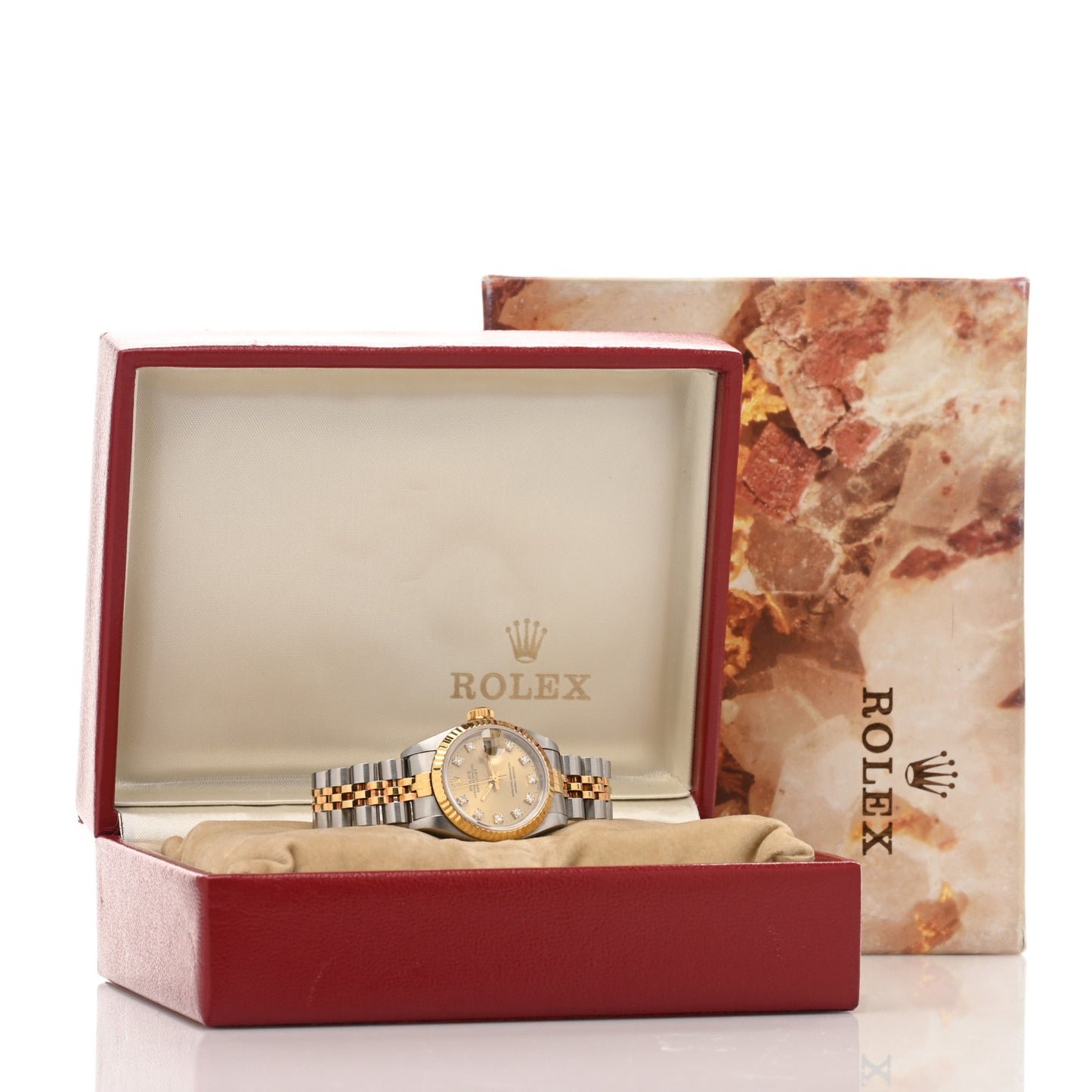 Stainless Steel 18K Yellow Gold Diamond 26mm Oyster Perpetual Datejust Watch Champagne 69173
