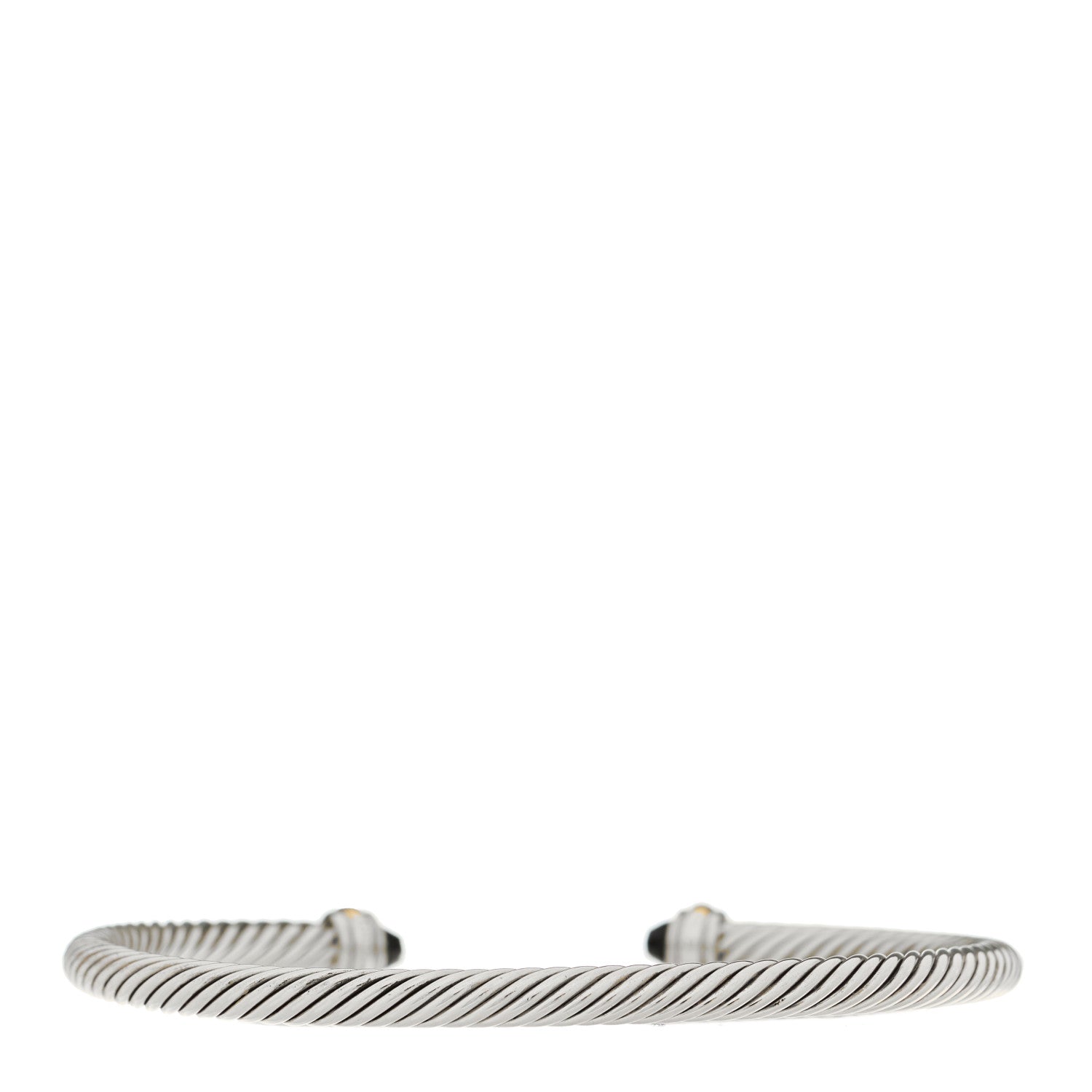 David Yurman Sterling Silver 18K Yellow Gold Black Onyx 4mm Cable Classics Bracelet 2 of 4
