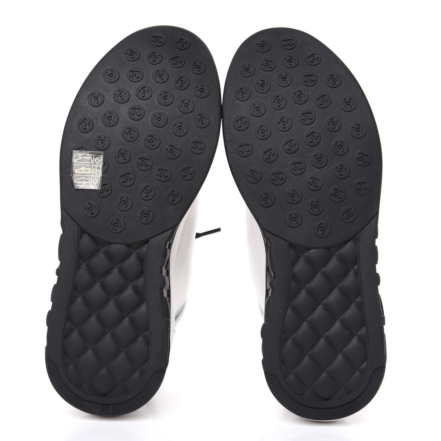 Calfskin Mesh Lycra Womens Logo Sneakers 38.5 White Black
