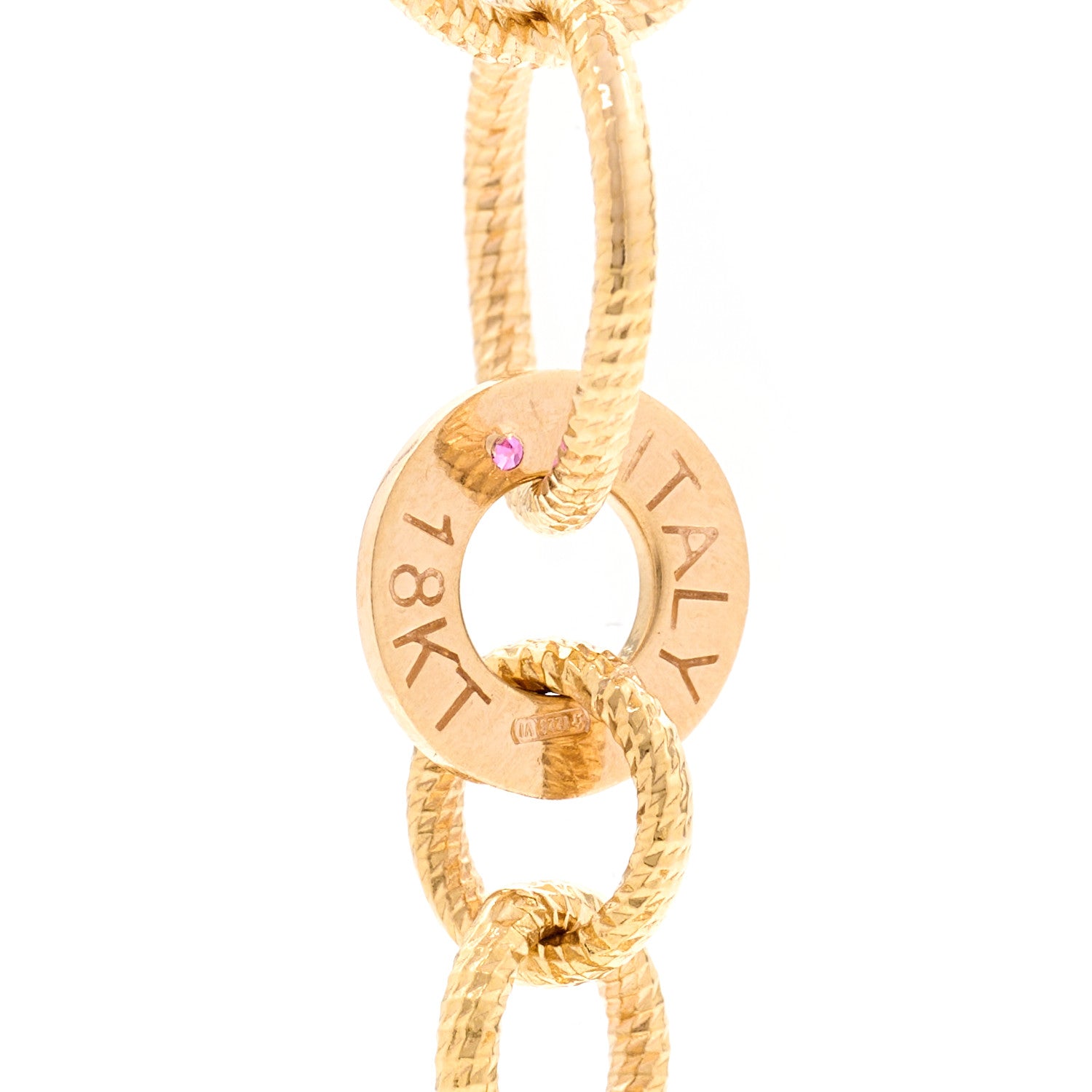 Roberto Coin 18K Rose Gold Blue Sapphire Bar Pendant Alternating Oval Link Necklace 4 of 4