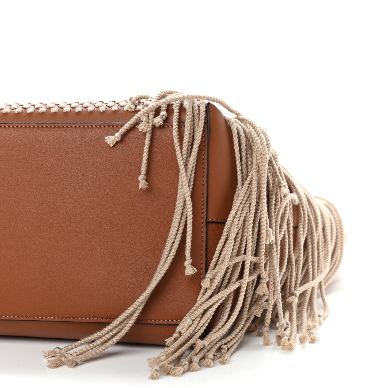 Loewe Calfskin Woven Cord Anagram Tote Bag Tan 9 of 9