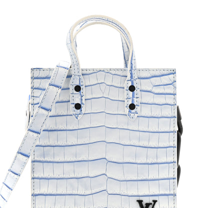 Louis Vuitton Crocodile Niloticus Sac Plat XS Mat Meringue White Blue 7 of 11