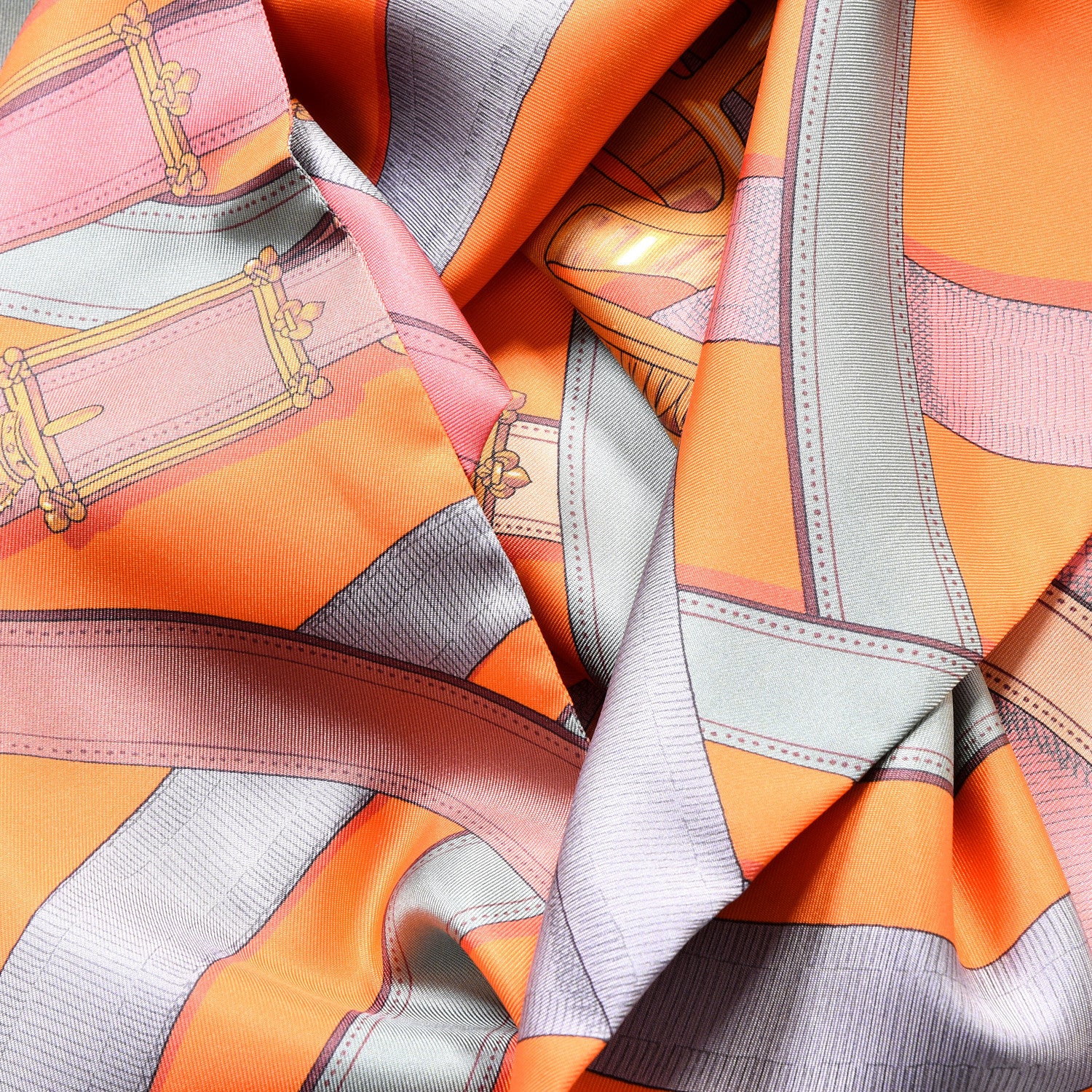 Hermes Silk Cavalcadour Maxi Twilly Orange Argile Bouton D'Or 4 of 5