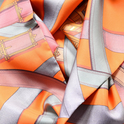 Hermes Silk Cavalcadour Maxi Twilly Orange Argile Bouton D'Or 4 of 5