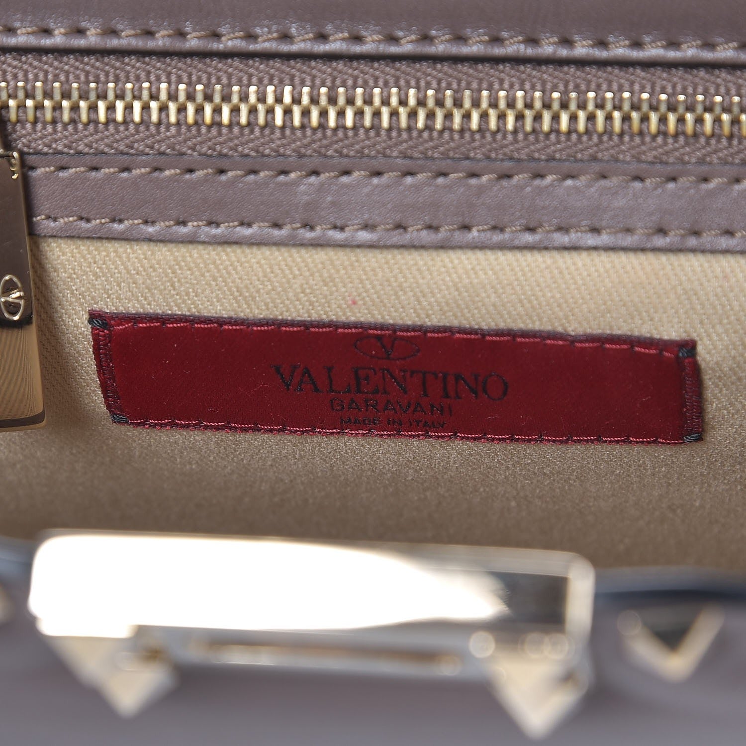 Valentino Garavani Vitello Rockstud Shoulder Satchel Taupe 6 of 10