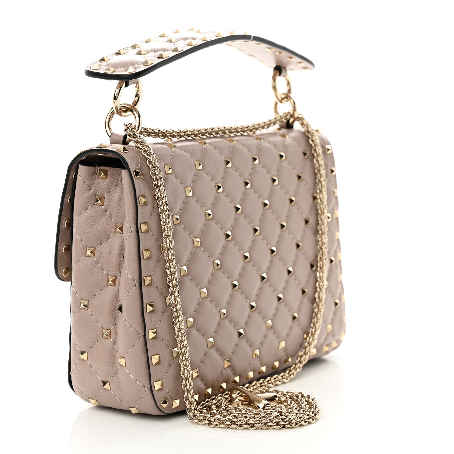 Valentino Garavani Lambskin Medium Rockstud Spike Shoulder Bag Poudre 3 of 10