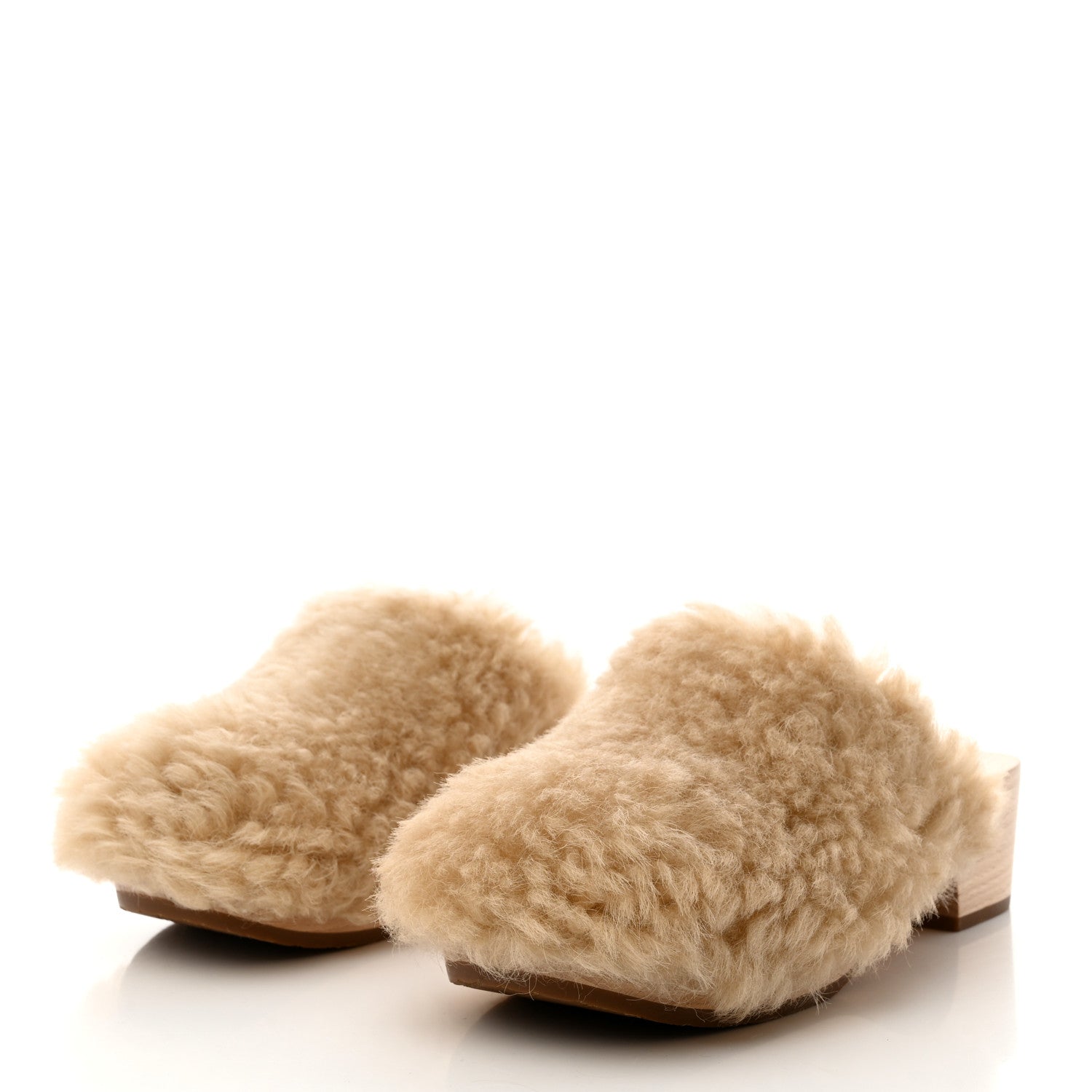 Chanel Shearling Lambskin Clogs 36 Beige 3 of 9