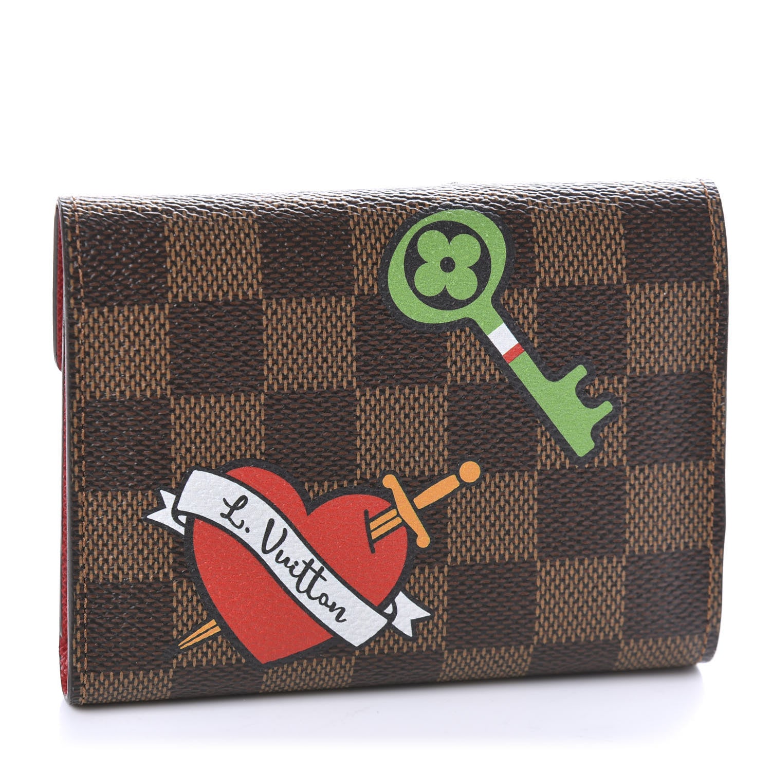 Louis Vuitton Damier Ebene Stories Victorine Wallet Red 3 of 8