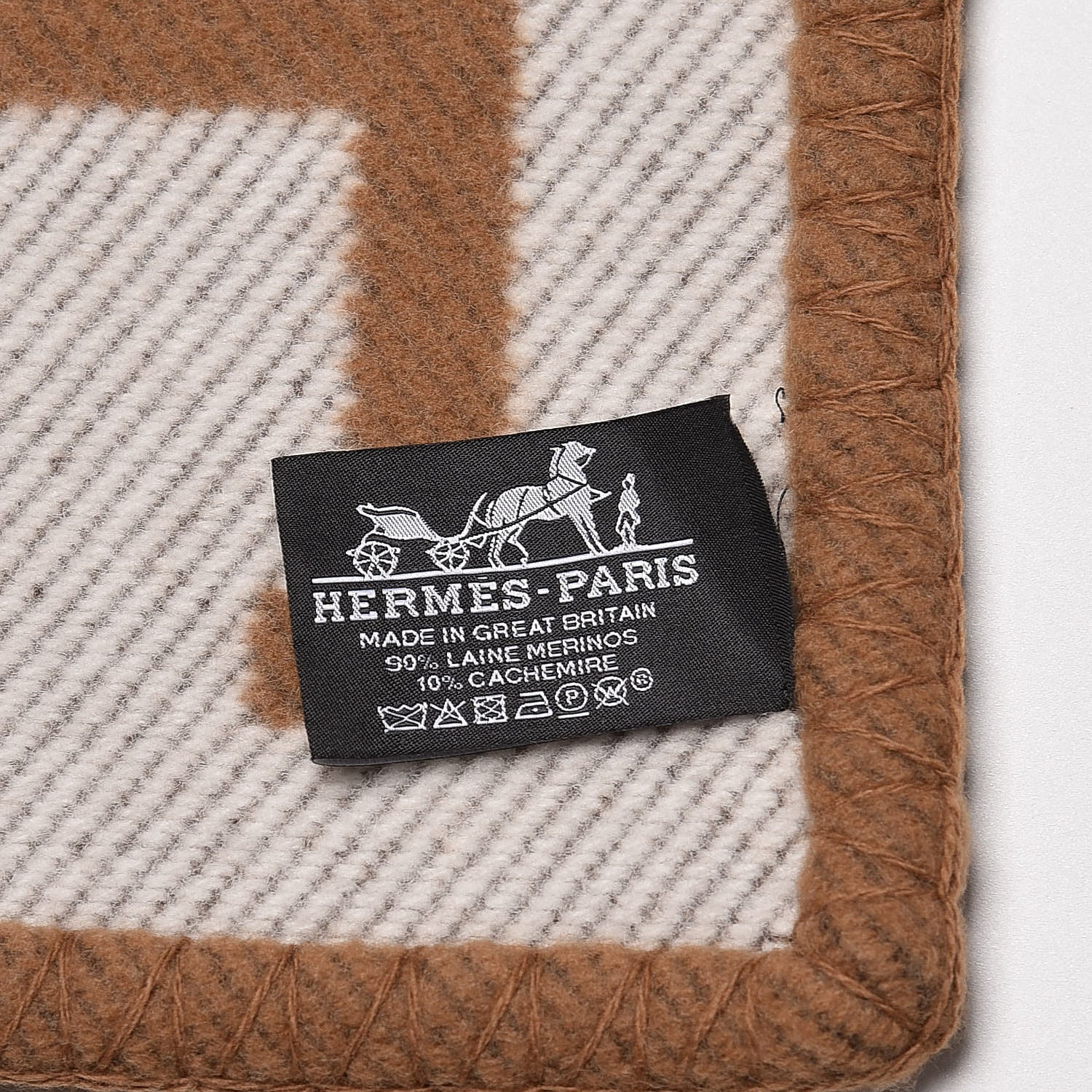 Hermes Wool Cashmere Avalon Blanket Ecru Camel 5 of 5
