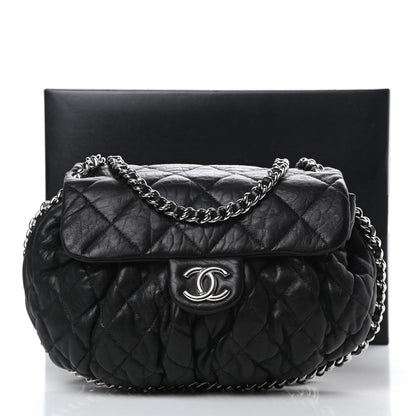Chanel Washed Lambskin Quilted Medium Chain Around Messenger Black 11 of 11