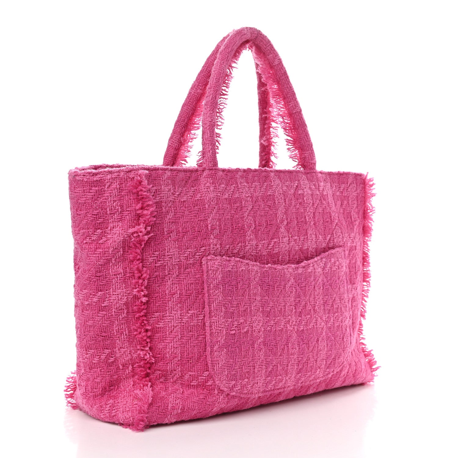 Chanel Wool Tweed Large Zipped Shopping Tote Pink 2 of 9