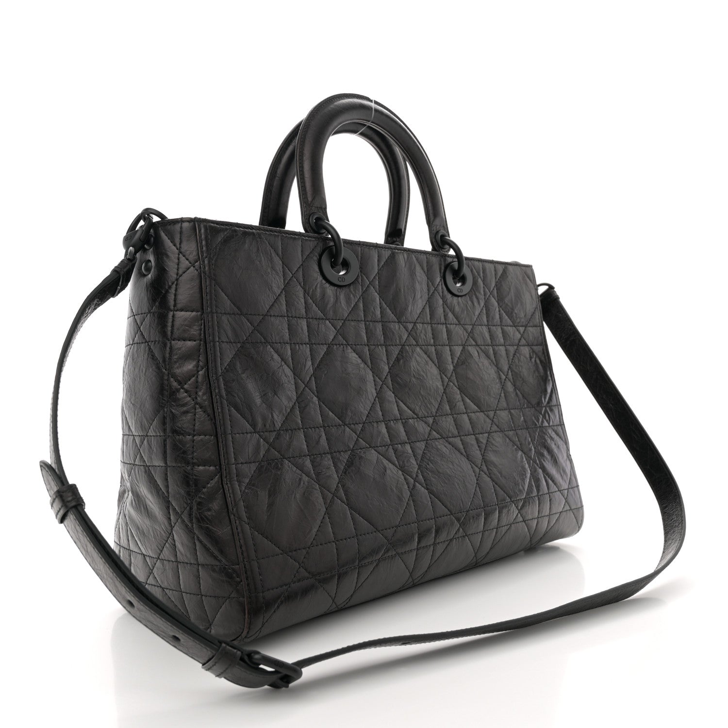 Christian Dior Crinkled Calfskin Large Lady D-Sire Tote Black 3 of 10