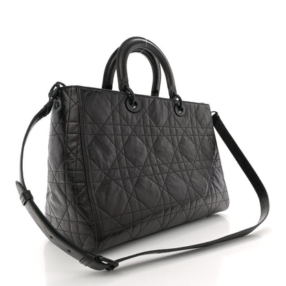 Christian Dior Crinkled Calfskin Large Lady D-Sire Tote Black 3 of 10