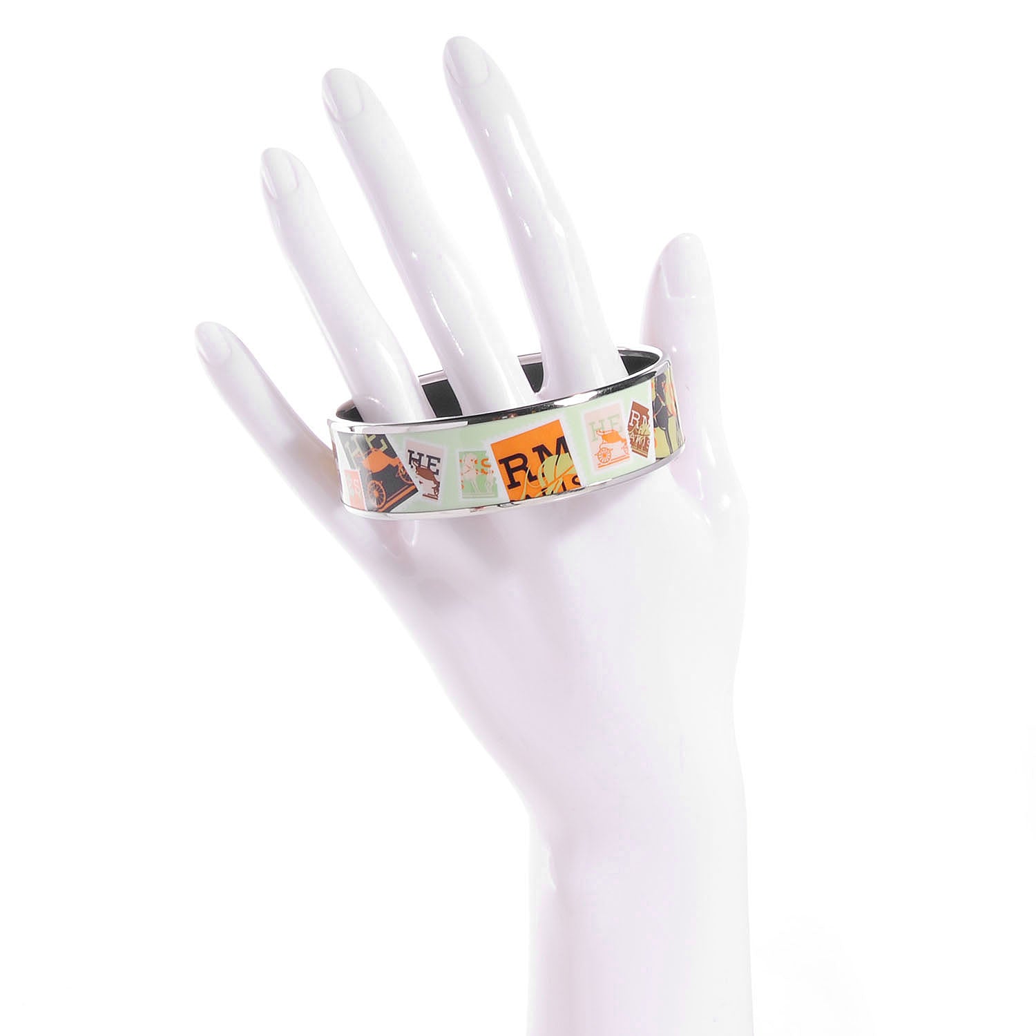 Hermes Enamel Printed De Passage a Paris Wide Bracelet 70 2 of 5