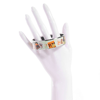 Hermes Enamel Printed De Passage a Paris Wide Bracelet 70 2 of 5