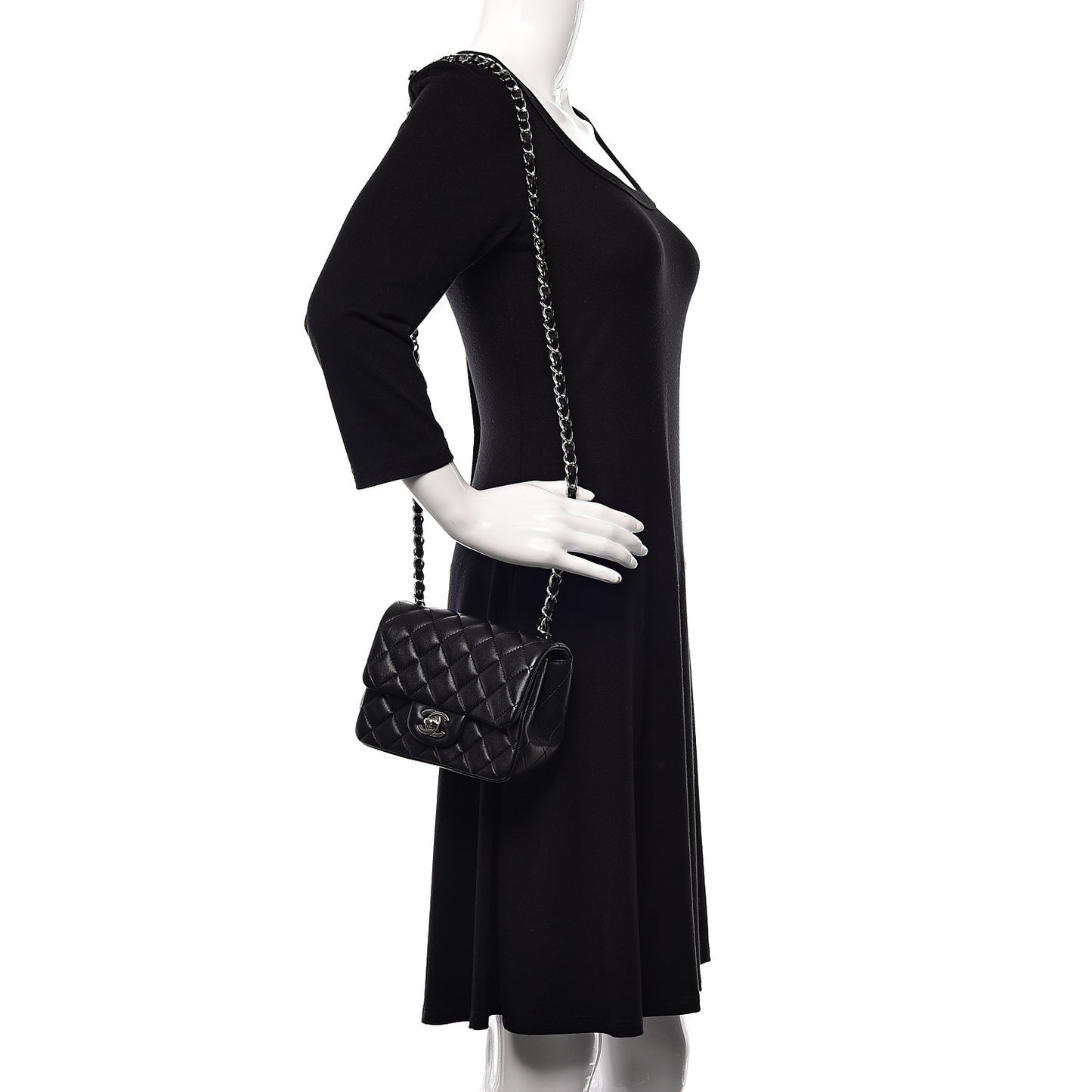Lambskin Quilted Mini Square Flap Black