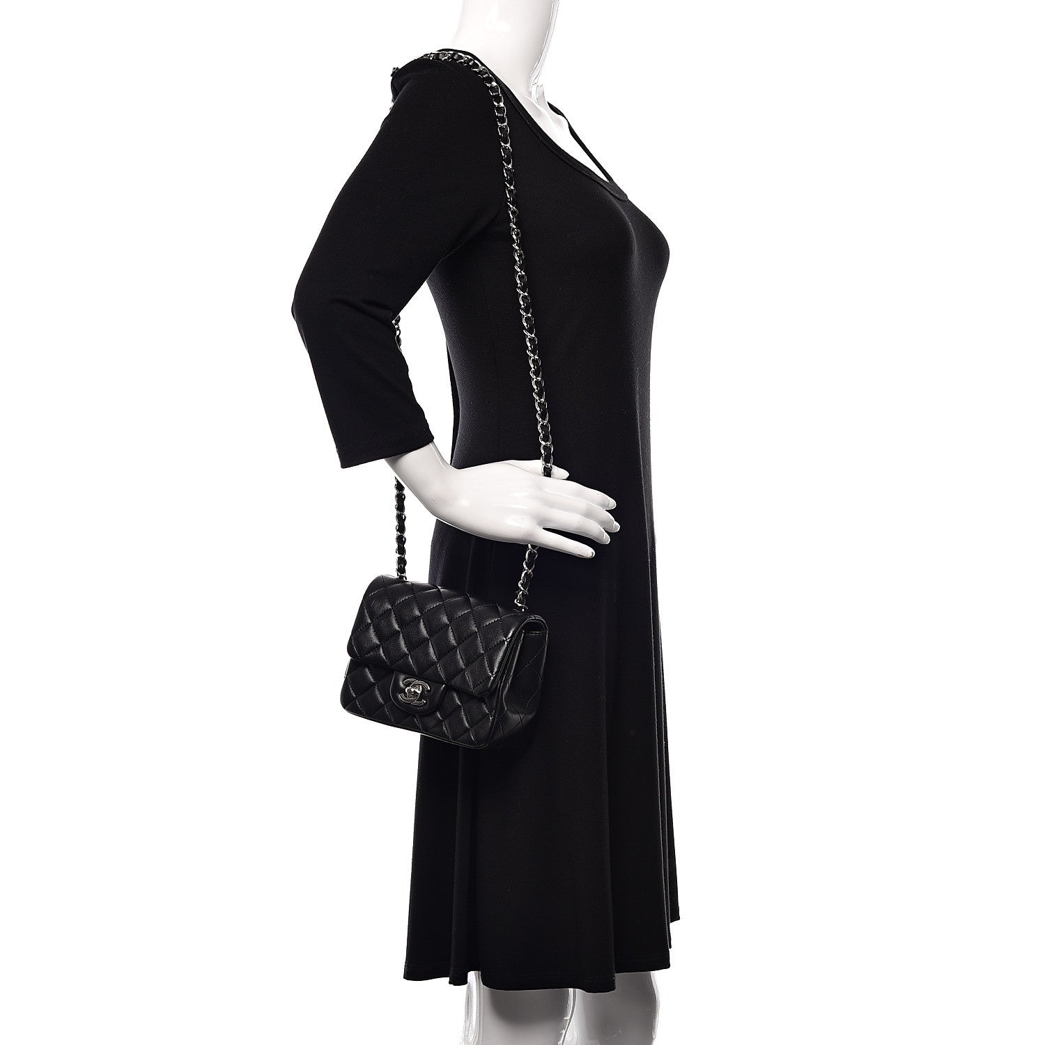 Chanel Lambskin Quilted Mini Square Flap Black 2 of 11
